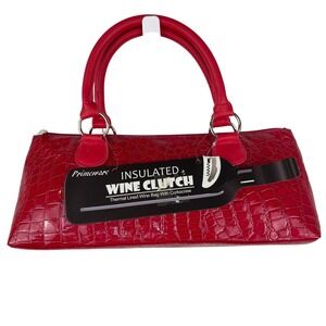 Primeware Insulated Wine Clutch Red Croc Thermal Bag with Corkscrew 3022